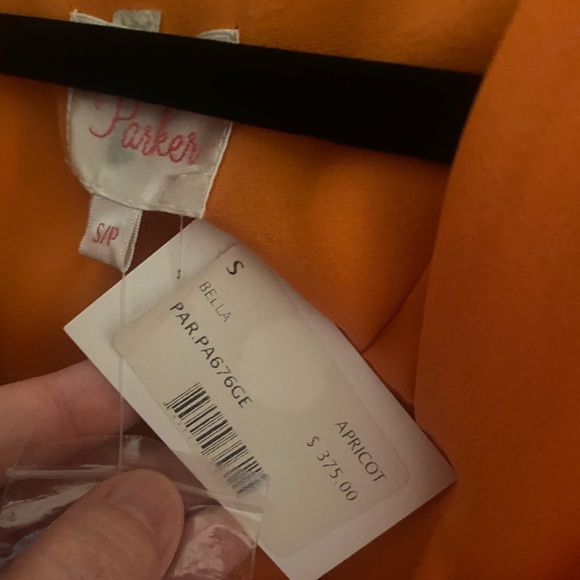 PARKER Coral Silk Gathered Plunge Dress Size - Picture 13 of 13